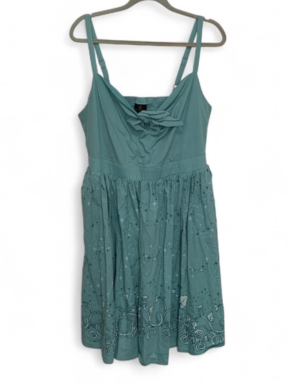 Disney Cinderella Fairy Godmother Sleeveless Bow-Front Aqua Mini Dress